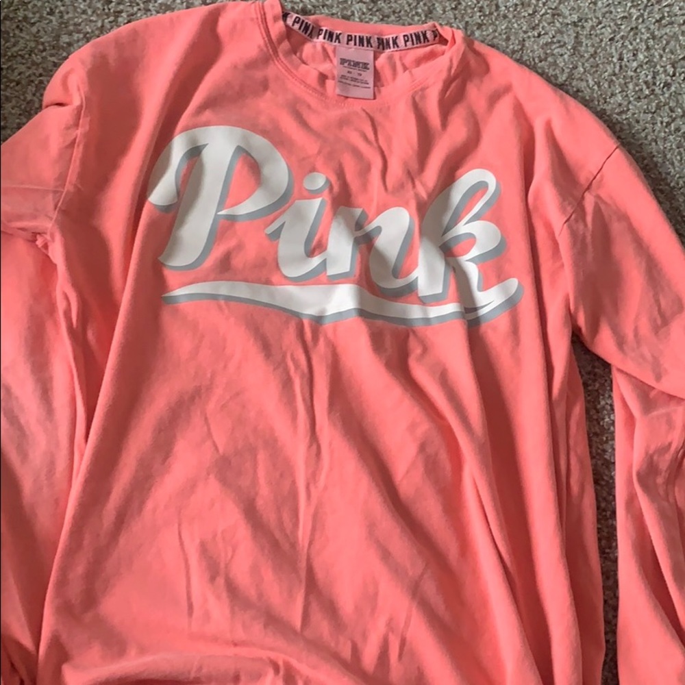 VS LONGSLEEVE LOUNGE T-SHIRT COMFTY XS PINK WHITE